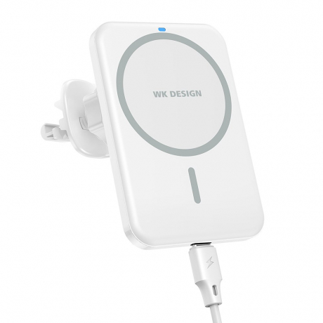 WK Design WP-U95 MagSafe magnetická bezdrôtová nabíjačka do auta, biela (WP-U95)